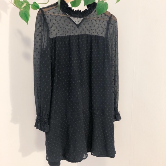 Zara navy chiffon dress - Picture 1 of 3